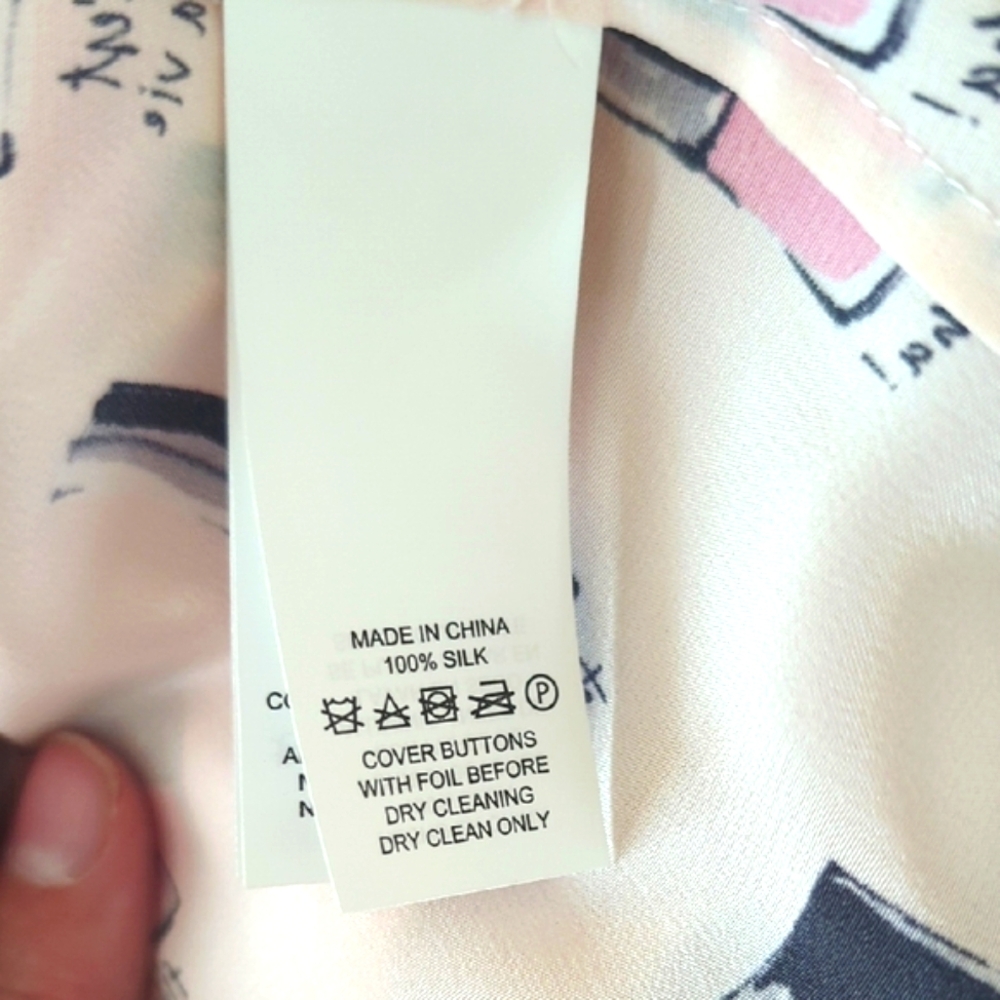 NWT Kate Spade Pink and Purple Nail Polish Print Shirt - Picture 7 of 9